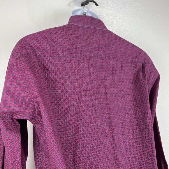 A21 Button Down Shirt Men Large Grey Pink Long Sleeve Graphic Cotton Casual - Picture 12 of 13